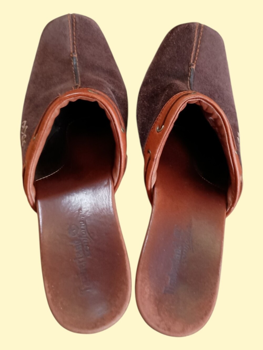 Timberland Brown Suede Comforia clogs with wooden heels Size 9 GRUC - Picture 3 of 8